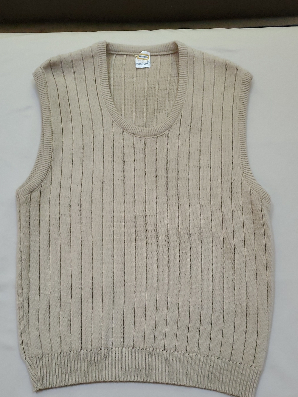 Men's Ribbed Knit Vest in Light Beige
